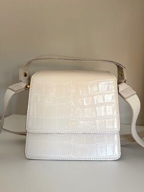 JW PEI-Croc-Embossed Mini Top-Handle Crossbody-Ivory-LIKE NEW